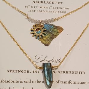 2 Pc Luna Norte gold  plated double Layer Necklace With 14kt gold plated